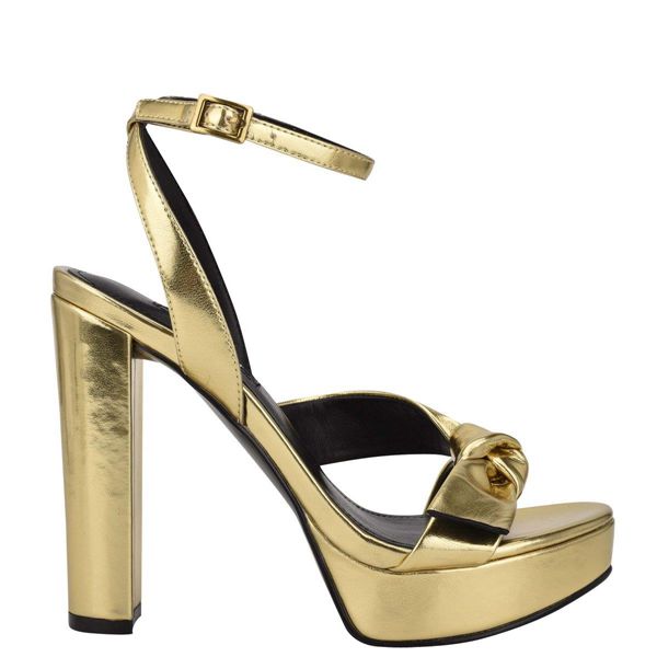 Nine West Libbie Gold Platform Sandals | Ireland 01A35-3V42